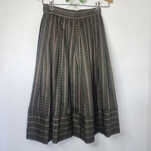 Loden Plankl Austria Cotton Floral Print Pleated Skirt